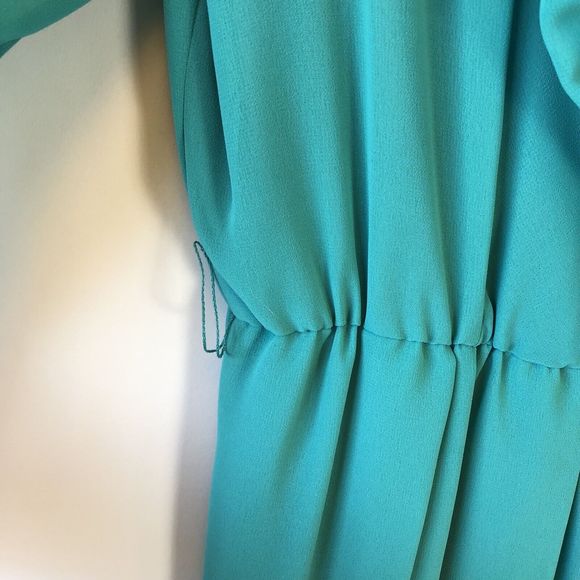 Vintage 1980's Ursula of Switzerland Chiffon Cocktail Dress Aqua Green Size 14 - Picture 5 of 14